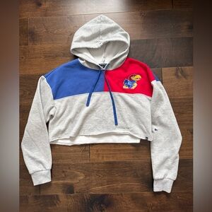Hype and Vice- Kansas Jayhawks- Color-block Cutoff Sweatshirt Size XL fits small